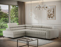 Coltar extensibil stanga 5 locuri ELTAP, LT-18ROY, Kanedo, 269x204x86 cm, lemn/poliester, bej inchis