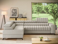 Coltar extensibil stanga 5 locuri ELTAP, LT-18ROY, Kanedo, 269x204x86 cm, lemn/poliester, bej inchis