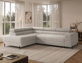 Coltar extensibil stanga 5 locuri ELTAP, Colesio, 274x200x93 cm, lemn/poliester, alb murdar