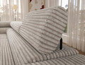 Coltar extensibil stanga 5 locuri ELTAP, Colesio, 274x200x93 cm, lemn/poliester, alb murdar