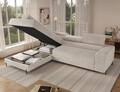 Coltar extensibil stanga 5 locuri ELTAP, Colesio, 274x200x93 cm, lemn/poliester, alb murdar