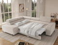 Coltar extensibil stanga 5 locuri ELTAP, Colesio, 274x200x93 cm, lemn/poliester, alb murdar