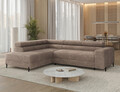 Coltar extensibil stanga 5 locuri ELTAP, Colesio, 274x200x93 cm, lemn/poliester, maro deschis
