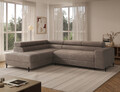 Coltar extensibil stanga 5 locuri ELTAP, Colesio, 274x200x93 cm, lemn/poliester, maro deschis