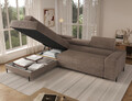 Coltar extensibil stanga 5 locuri ELTAP, Colesio, 274x200x93 cm, lemn/poliester, maro deschis