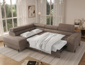 Coltar extensibil stanga 5 locuri ELTAP, Colesio, 274x200x93 cm, lemn/poliester, maro deschis