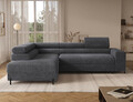 Coltar extensibil stanga 5 locuri ELTAP, Colesio, 274x200x93 cm, lemn/poliester, gri inchis