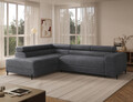 Coltar extensibil stanga 5 locuri ELTAP, Colesio, 274x200x93 cm, lemn/poliester, gri inchis