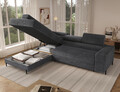 Coltar extensibil stanga 5 locuri ELTAP, Colesio, 274x200x93 cm, lemn/poliester, gri inchis