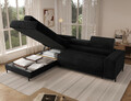 Coltar extensibil stanga 5 locuri ELTAP, Colesio, 274x200x93 cm, lemn/poliester, negru