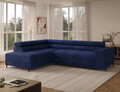 Coltar extensibil stanga 5 locuri ELTAP, Colesio, 274x200x93 cm, lemn/poliester, albastru inchis