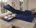 Coltar extensibil stanga 5 locuri ELTAP, Colesio, 274x200x93 cm, lemn/poliester, albastru inchis