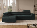 Coltar extensibil stanga 5 locuri ELTAP, Colesio, 274x200x93 cm, lemn/poliester, verde inchis