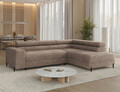 Coltar extensibil dreapta 5 locuri ELTAP, Colesio, 274x200x93 cm, lemn/poliester, maro deschis