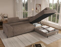 Coltar extensibil dreapta 5 locuri ELTAP, Colesio, 274x200x93 cm, lemn/poliester, maro deschis