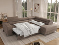 Coltar extensibil dreapta 5 locuri ELTAP, Colesio, 274x200x93 cm, lemn/poliester, maro deschis