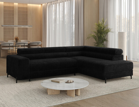 Coltar extensibil dreapta 5 locuri ELTAP, Colesio, 274x200x93 cm, lemn/poliester, negru