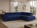 Coltar extensibil dreapta 5 locuri ELTAP, Colesio, 274x200x93 cm, lemn/poliester, albastru inchis