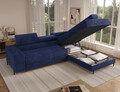 Coltar extensibil dreapta 5 locuri ELTAP, Colesio, 274x200x93 cm, lemn/poliester, albastru inchis