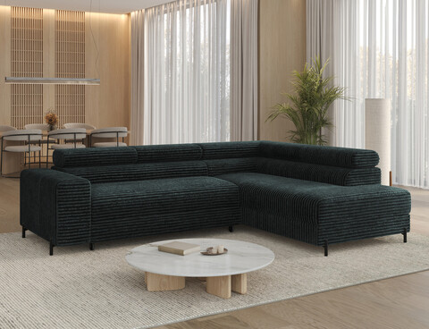 Coltar extensibil dreapta 5 locuri ELTAP, Colesio, 274x200x93 cm, lemn/poliester, verde inchis