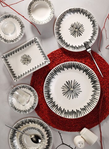 Set de mic dejun, Hermia, 868ARY1116, Portelan, Farfurie mare de servire: 25 cm (1 bucată), Multicolor