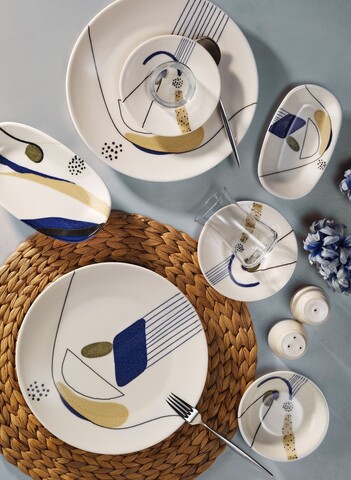 Set de mic dejun, Hermia, 868ARY1109, Portelan, Platou mic: 15 cm (4 bucăți), Multicolor