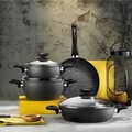 Set vase pentru gatit, Hermia, 868ARY1319, Granit, Capac 1: 18 cm (1 bucată), Negru