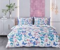 Lenjerie de pat pentru o persoana Single XXL (DE), 2 piese, L'essentiel Maison, Butterfly Valley, Bumbac;Poliester, Alb / Albastru închis / Verde / Albastru / Roșu