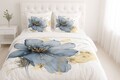 Lenjerie de pat pentru o persoana Single XXL (DE), 2 piese, L'essentiel Maison, Flora, Bumbac;Poliester, Alb / Albastru / Auriu