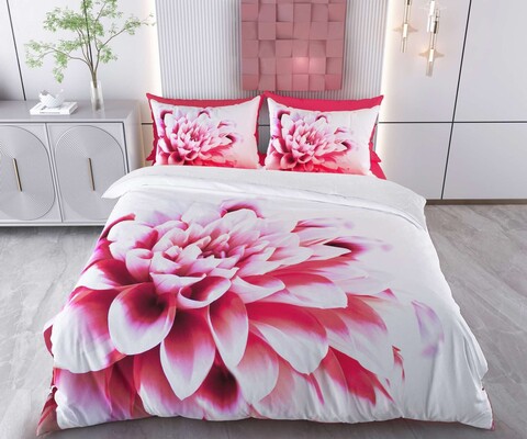 Lenjerie de pat pentru o persoana Single XXL (DE), 2 piese, L'essentiel Maison, Ganiza, Bumbac;Poliester, Roz/Alb