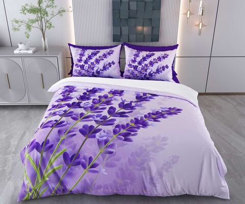 Lenjerie de pat pentru o persoana Single XXL (DE), 2 piese, L'essentiel Maison, Lamia, Bumbac;Poliester, Mov / Liliac / Alb