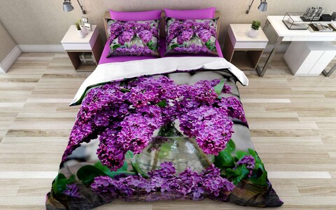 Lenjerie de pat pentru o persoana Single XXL (DE), 2 piese, L'essentiel Maison, Lavender, Bumbac;Poliester, Mov / Verde / Gri