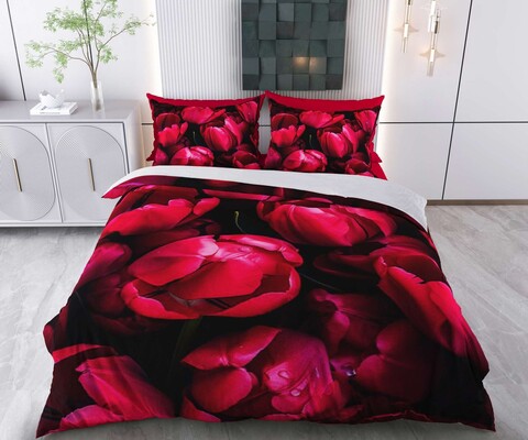 Lenjerie de pat pentru o persoana Single XXL (DE), 2 piese, L'essentiel Maison, Pigane, Bumbac;Poliester, Roșu/Negru