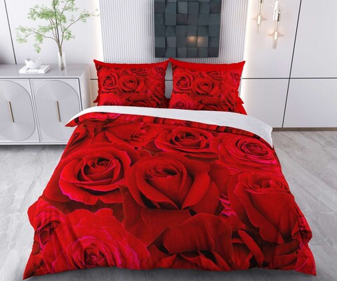 Lenjerie de pat pentru o persoana Single XXL (DE), 2 piese, L'essentiel Maison, Rabella, Bumbac;Poliester, Rosu