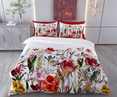 Lenjerie de pat pentru o persoana Single XXL (DE), 2 piese, L'essentiel Maison, Samira, Bumbac;Poliester, Alb / Maro / Roșu / Verde / Roz