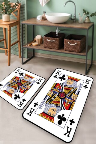 Set covorase de baie, L'essentiel Maison, Karo Playing Card, Poliester, Multicolor