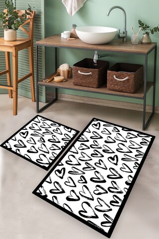 Set covorase de baie, L'essentiel Maison, Small Heart, Poliester, Multicolor