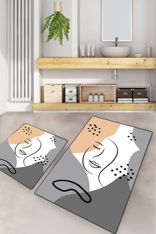 Set covorase de baie, L'essentiel Maison, Smiling Face, Poliester, Multicolor