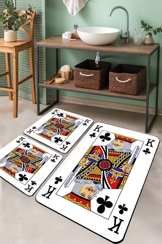 Set covorase de baie, L'essentiel Maison, Karo Playing Card, Poliester, Multicolor