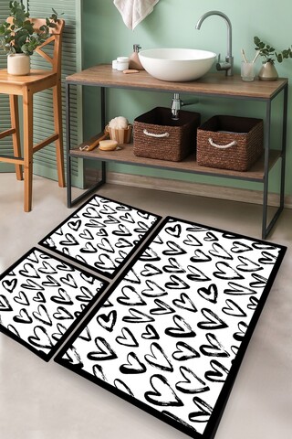 Set covorase de baie, L'essentiel Maison, Small Heart, Poliester, Multicolor