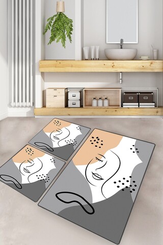 Set covorase de baie, L'essentiel Maison, Smiling Face, Poliester, Multicolor