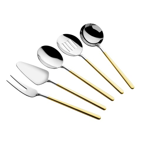 Set ustensile pentru gatit, Hermia, 645DRM1101, Inox, Acoperit cu aur de 24K, Aur argint