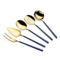Set ustensile pentru gatit, Hermia, 645DRM1114, Inox , Polonic pentru sos: 20,5 cm (1 bucată), Aur / Albastru