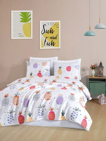 Set cuvertura pique dubla 3 piese, L'essentiel Maison, Iva, Bumbac, Multicolor