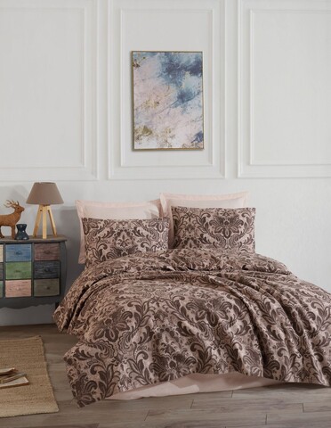 Set cuvertura pique Single, L'essentiel Maison, Muster, Bumbac, Maro