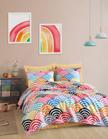 Set cuvertura pique dubla, L'essentiel Maison, Gokkusagi, Bumbac, Multicolor