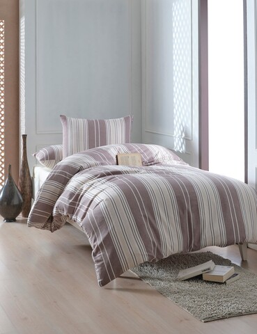 Lenjerie de pat pentru o persoana (FR), 2 piese, L'essentiel Maison, Lima, Bumbac;Poliester, Maro / Bej