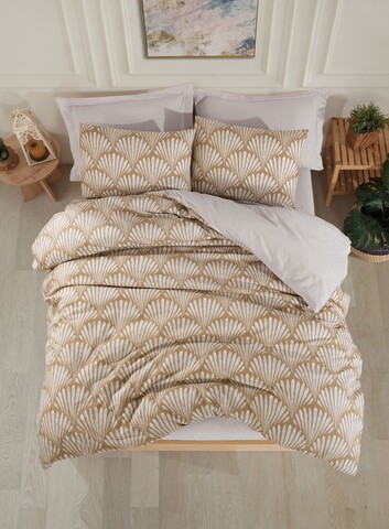 Lenjerie de pat pentru o persoana Single XXL (DE), 2 piese, L'essentiel Maison, Yelpaze, 65% bumbac/35% poliester, Maro