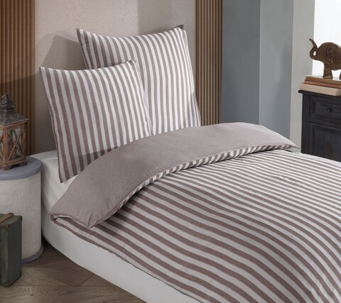 Lenjerie de pat pentru o persoana Single XXL (DE), 2 piese, L'essentiel Maison, Road Potlu, Bumbac;Poliester, Maro