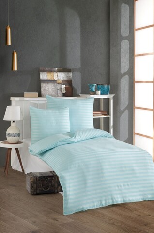 Lenjerie de pat pentru o persoana Single XXL (DE), 2 piese, L'essentiel Maison, Water Yollu Saten, Bumbac;Poliester, Verde menta